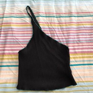 1 Strap Black Crop Top